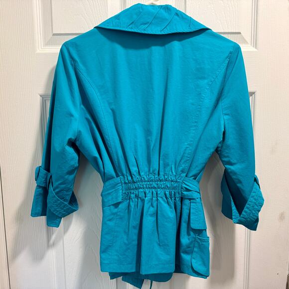 Luii Jacket Fully Lined 3/4 Sleeve Womens Sz M Blue 2-Button Front wi Tie A-0078 - Picture 4 of 13